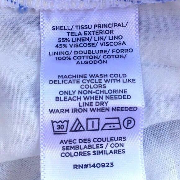 LOFT Cream Light Blue Vertical Stripe Linen Side Tie Front Wrap Skirt NEW - Picture 14 of 14